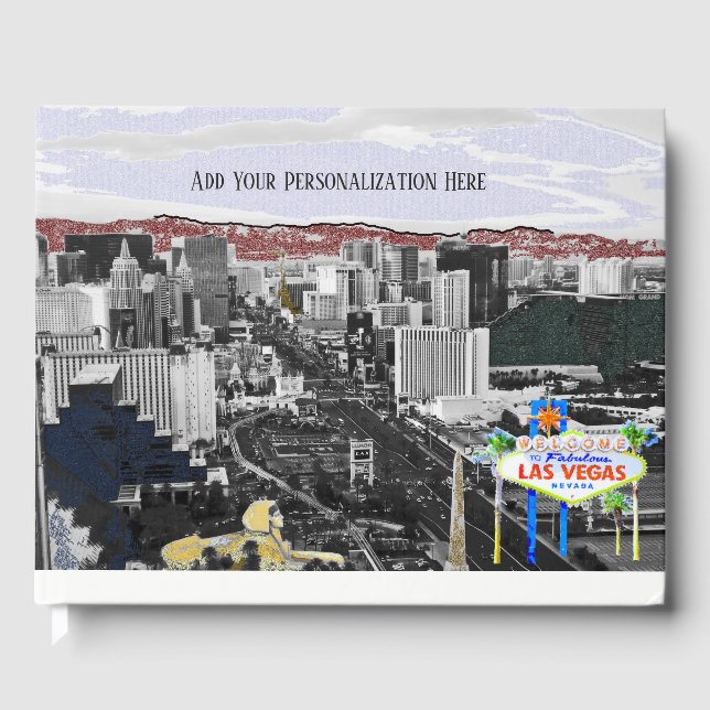 Las Vegas Bröllop Strip and Welcome Sign View Gästböcker (Framsida)