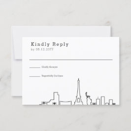 Las Vegas Bröllop | Stylized Skyline OSA Kort