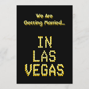 Las Vegas Bröllop. Svart och Golden Gult.Anpassad Inbjudningar