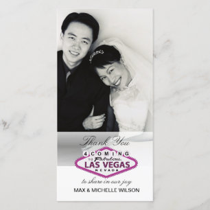 Las Vegas Bröllop Tack-fotokort (Rosa) Tack Kort