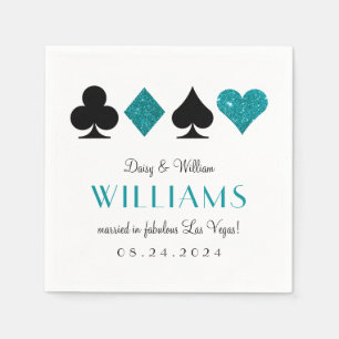 Las Vegas Bröllop Teal och Black Cocktail Napkin Pappersservett