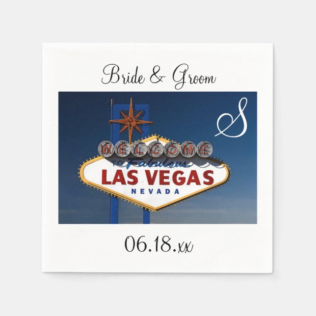 Las Vegas Bröllop Theme Monogram Datum par Namn Pappersservett (Framsidan)