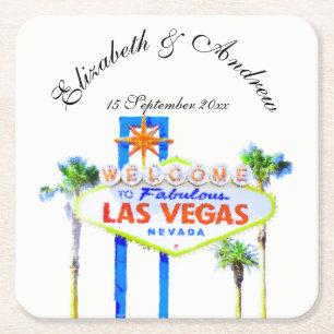 Las Vegas Bröllop Underlägg Papper Kvadrat