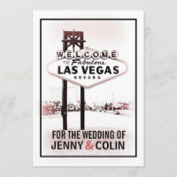 Las Vegas Bröllop Vintage Romantiska Inbjudningar