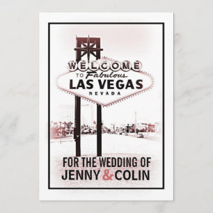 Las Vegas Bröllop Vintage Romantiska Inbjudningar