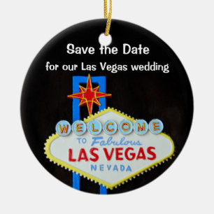 Las Vegas bröllopmeddelande Julgransprydnad Keramik