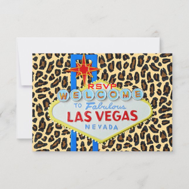Las Vegas bröllopsgäst RSVP Leopardmönster Inbjudningar (Framsida)