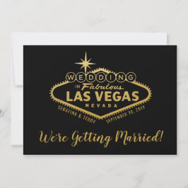 Las Vegas bröllopsinbjudan 2 Sides Black Guld Inbjudningar