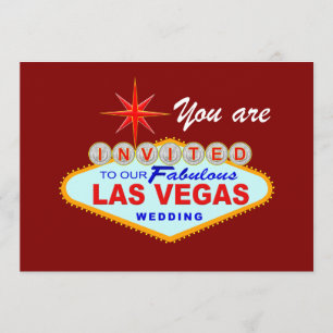 Las Vegas bröllopsinbjudan BURGUNDY Inbjudningar