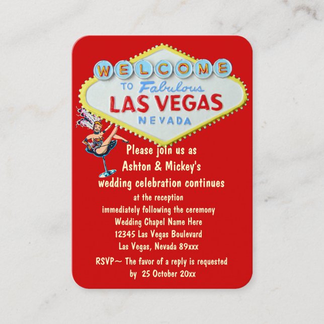 Las Vegas bröllopsinbjudan Tilläggskort (Framsida)