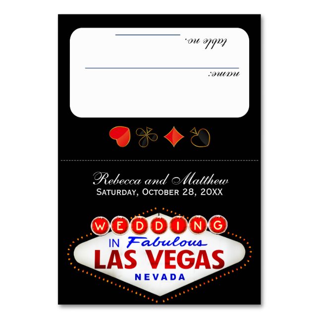 Las Vegas bröllopsreception Escort Card Bord nr. Bordsnummer (Framsidan)