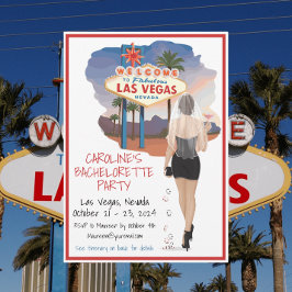 Las Vegas Brunett Brud Systerparty Glamourfest Inbjudningar