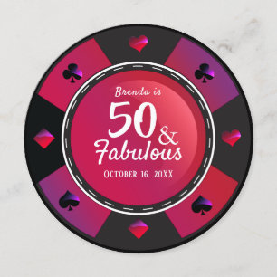 Las Vegas Casino 50 & Fabulous Födelsedagsfest Inbjudningar