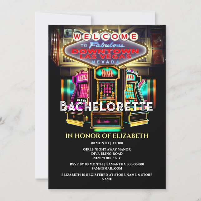 Las Vegas Casino bachelorette Flickor helg bort Inbjudningar (Framsida)