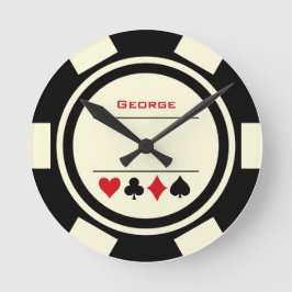 Las Vegas Casino Black Benvit Poker Chip Rund Klocka