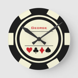 Las Vegas Casino Black Benvit Poker Chip Rund Klocka