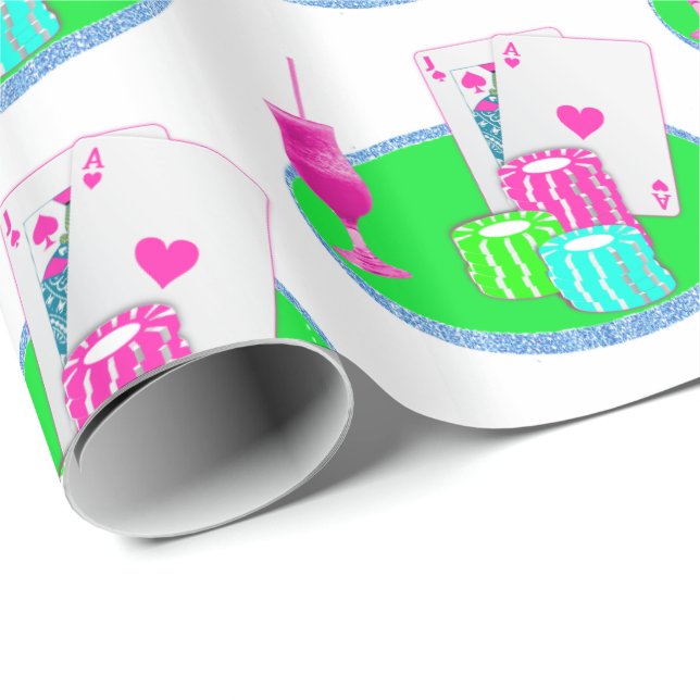 Las Vegas Casino Blackjack Bord Cards Poker Chip Presentpapper (Rullad Hörn)