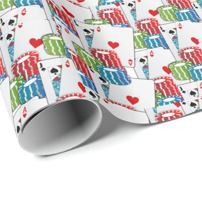 Las Vegas Casino Blackjack-kort och Chip Presentpapper (Rullad Hörn)