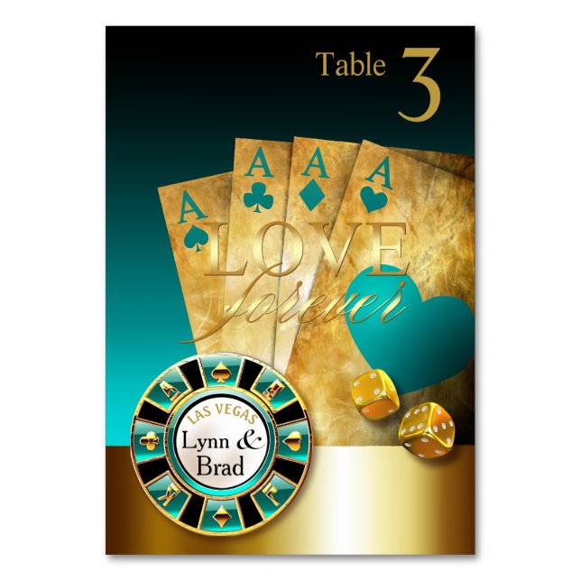 Las Vegas Casino Bord Card FRÅGA NAMN I CHIP Bordsnummer (Framsidan)