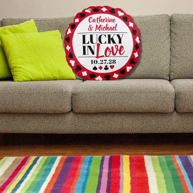 Las Vegas Casino Bröllop-årsdag Rund Kudde (Skapare uppladdad)