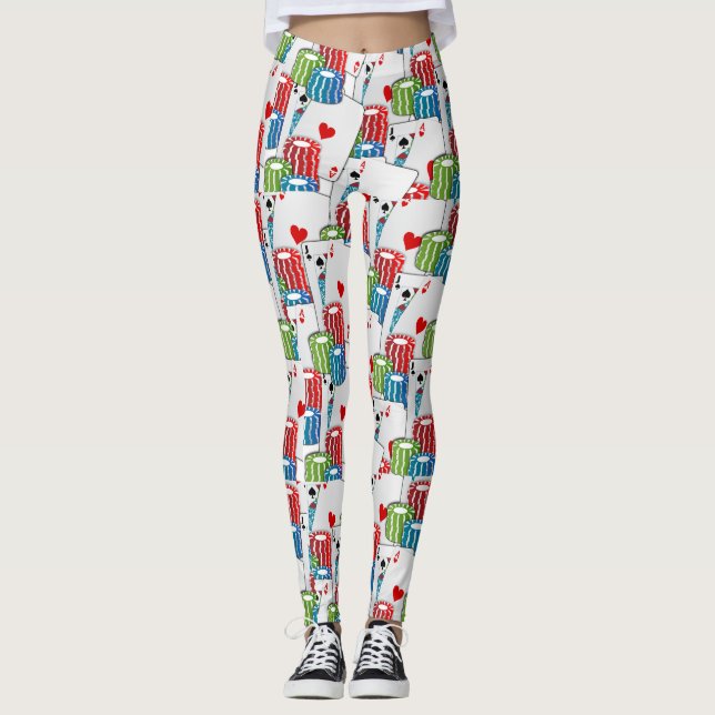 Las Vegas Casino Card Game Blackjack Poker Leggings (Framsida)