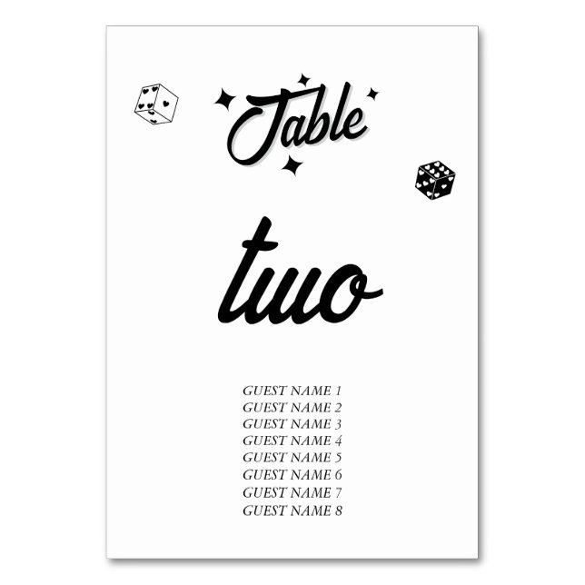 Las Vegas Casino Destination Wedding Black White Bordsnummer (Baksidan)