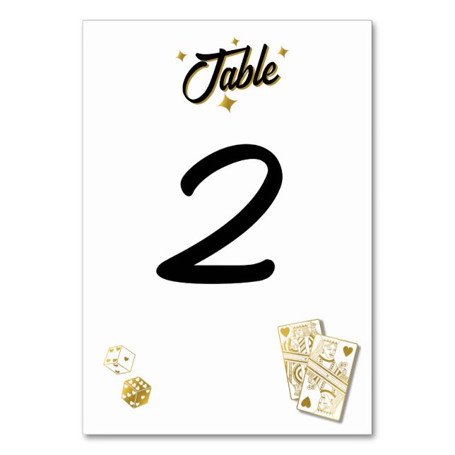 Las Vegas Casino Destination Wedding Guld Bordsnummer (Framsidan)