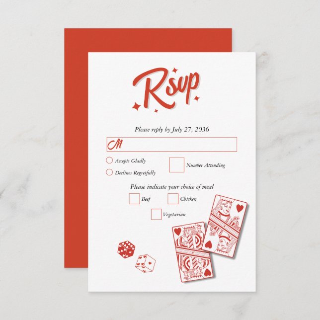 Las Vegas Casino Destination Wedding Red OSA Kort (Fram/baksida)