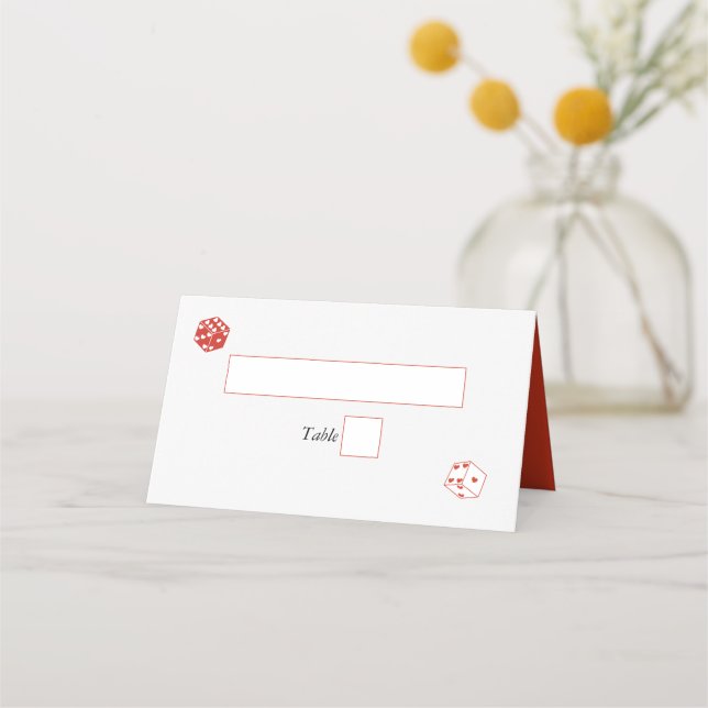 Las Vegas Casino Destination Wedding Red Placeringskort (Framsida)