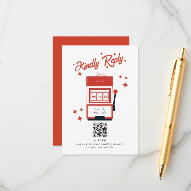 Las Vegas Casino Destination Wedding Red Tilläggskort (Fram/Back In Situ)