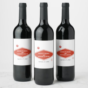 Las Vegas Casino Destination Wedding Red White Vinflaska Etikett