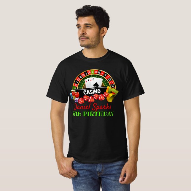 Las Vegas Casino Födelsedagsfest Anpassningsbar T Shirt (Hel framsida)