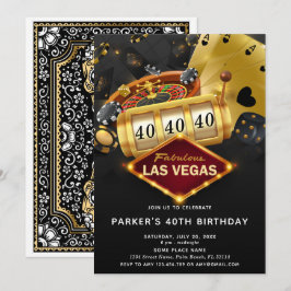 Las Vegas Casino Födelsedagsfest Black Guld Inbjudningar