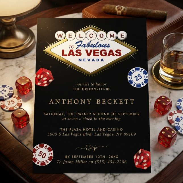 Las Vegas Casino Night Bachelor Party Inbjudningar (Skapare uppladdad)