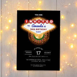 Las Vegas Casino Night Black Birthday Party Inbjudningar