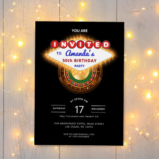 Las Vegas Casino Night Black Birthday Party Inbjudningar