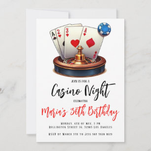 Las Vegas Casino Night Födelsedagsfest inbjudan