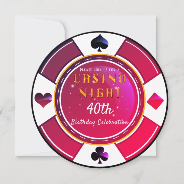 Las Vegas Casino Night Födelsedagsfest Inbjudningar (Framsida)