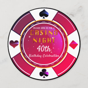 Las Vegas Casino Night Födelsedagsfest Inbjudningar