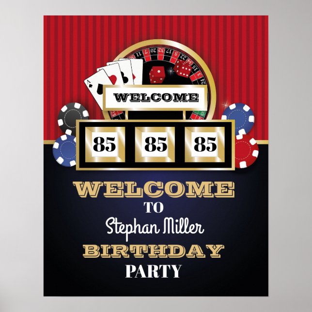 Las Vegas Casino Night Födelsedagsfest Poster (Framsidan)