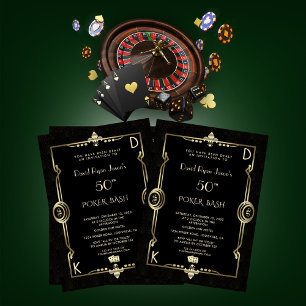 Las Vegas Casino Night Poker Bash Man Birthday Inbjudningar