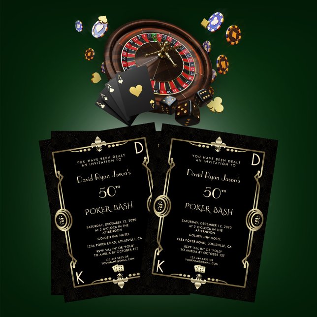 Las Vegas Casino Night Poker Bash Man Birthday Inbjudningar (Skapare uppladdad)