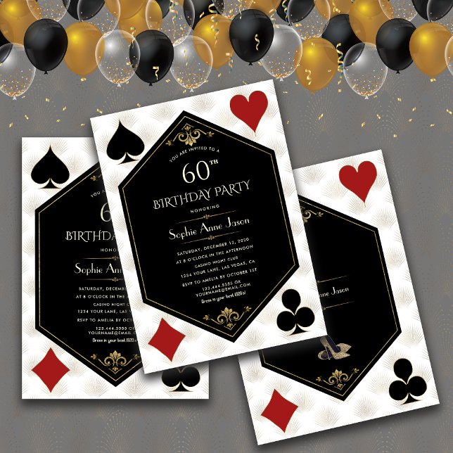 Las Vegas Casino Night Poker Woman 60:e födelsedag Inbjudningar (Skapare uppladdad)