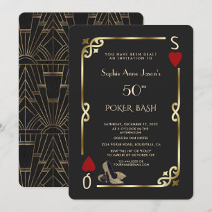 Las Vegas Casino Night Underbar Gatsby Birthday Inbjudningar
