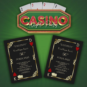 Las Vegas Casino Night Underbar Gatsby Man Birthda Inbjudningar