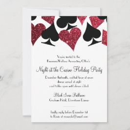 Las Vegas Casino Party Black och Faux Red Glitter Inbjudningar