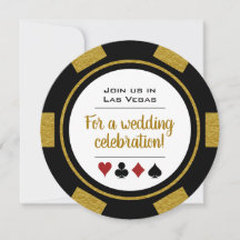 Las Vegas Casino Poker Chip Black och Guld Bröllop
