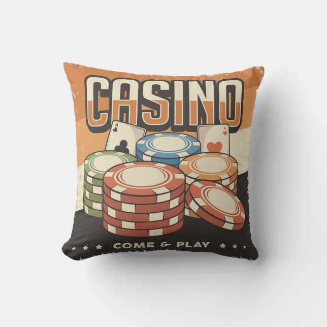 Las Vegas Casino Poker Chip Kudde (Framsida)