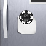 Las Vegas Casino Poker Chip Wedding Favor Magnet<br><div class="desc">Poker chip bröllop är ett unikt och kreativ sätt att lägga till lite roligt till dina bröllopsinbjudningar. De här chip-magneterna som har skapats av anpassningsbarna kan användas som påminnelser om spara till datum eller bröllopsfavörer som dina gäster kan ta hem som en keepsaké. De kan vara personlig med er namn...</div>
