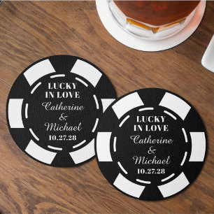 Las Vegas Casino Poker Chip Wedding Favor Underlägg Papper Rund